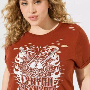 LYNYRD SKYNRD RELAXED FIT COTTON DISTRESSED TEE Plus Size:0